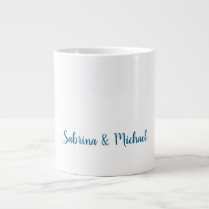 Minimalist Professional Modern Plain Blue White Large Coffee Mug