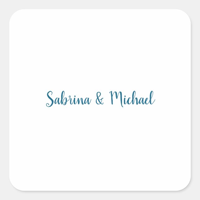 Minimalist Professional Modern Plain Blue White Square Sticker (Front)