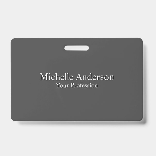 Minimalist Professional Modern Plain Grey Colour ID Badge (Front)