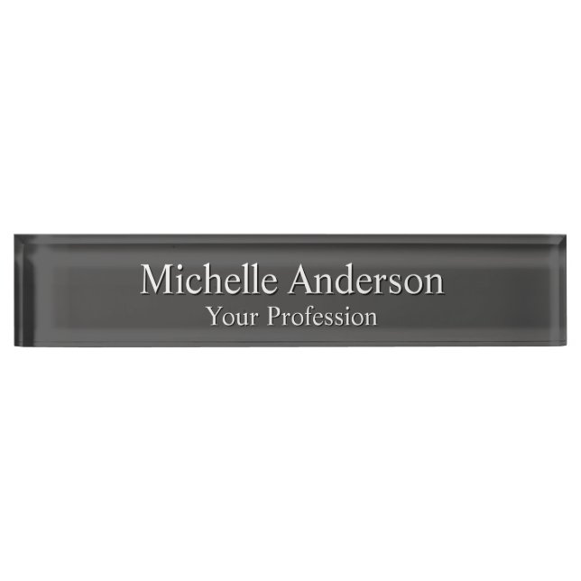 Minimalist Professional Modern Plain Grey Colour Nameplate (Front)
