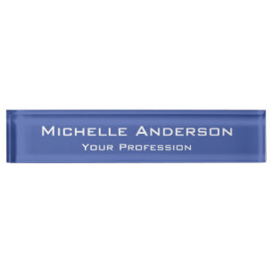 Minimalist Professional Modern Plain Medium Blue Nameplate