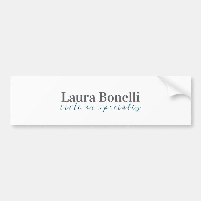 Minimalist Professional Modern Plain Name Title Bumper Sticker (Front)