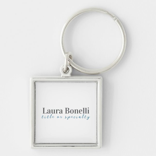 Minimalist Professional Modern Plain Name Title Key Ring (Front)