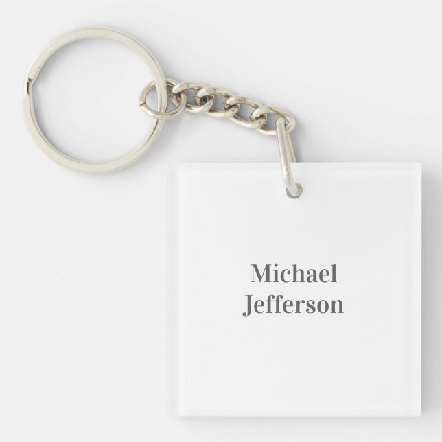 Minimalist Professional Modern Plain Name Title Key Ring (Front)