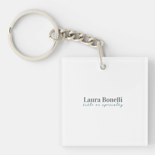 Minimalist Professional Modern Plain Name Title Key Ring (Front)
