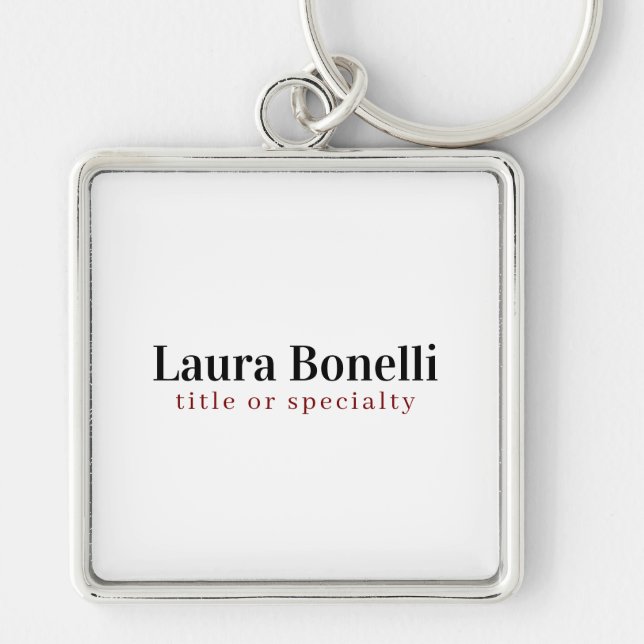 Minimalist Professional Modern Plain Name Title Key Ring (Front)