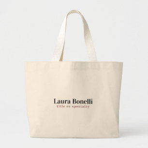 Minimalist Professional Modern Plain Name Title Large Tote Bag