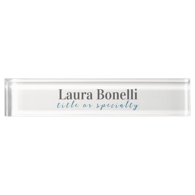 Minimalist Professional Modern Plain Name Title Nameplate (Front)