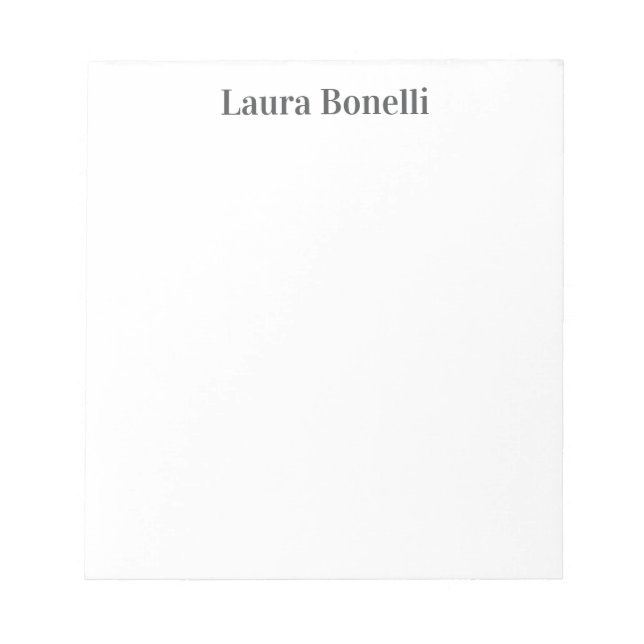 Minimalist Professional Modern Plain Name Title Notepad (Front)