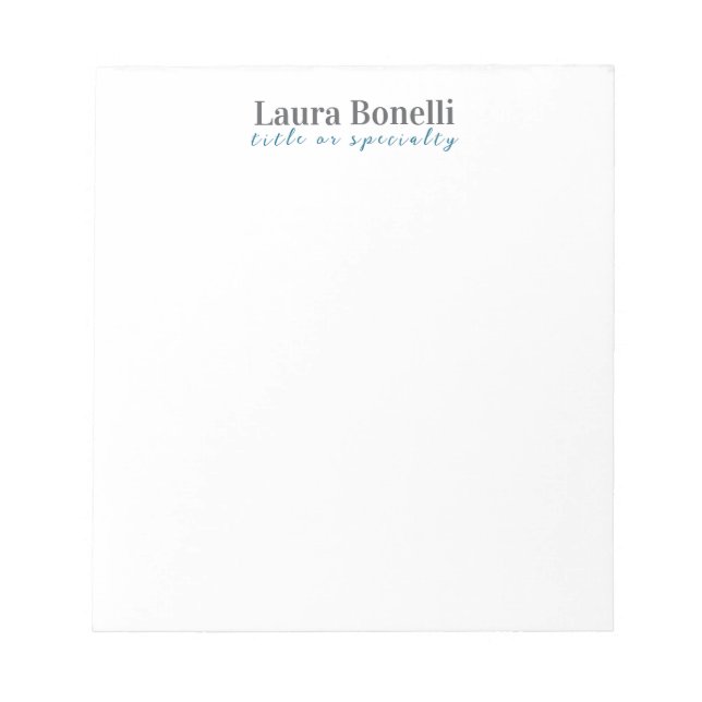 Minimalist Professional Modern Plain Name Title Notepad (Front)