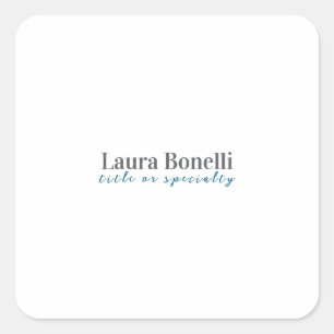 Minimalist Professional Modern Plain Name Title Square Sticker