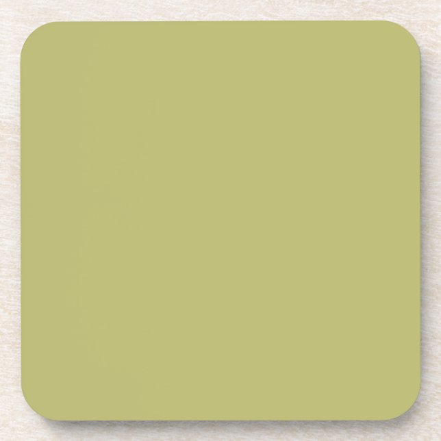 Minimalist Professional Modern Solid Olive Green Coaster (Front)