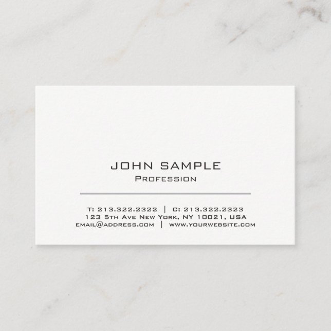 Minimalist Professional Modern White and Grey Business Card (Front)
