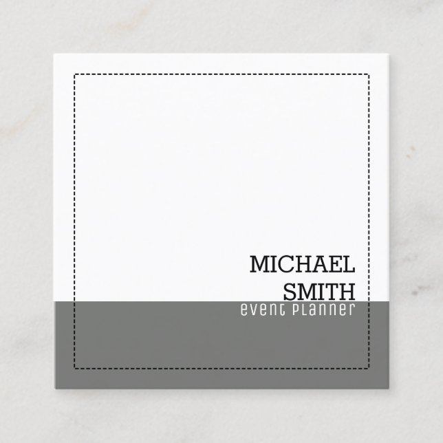 Minimalist Professional Modern White Nickel Square Business Card (Front)