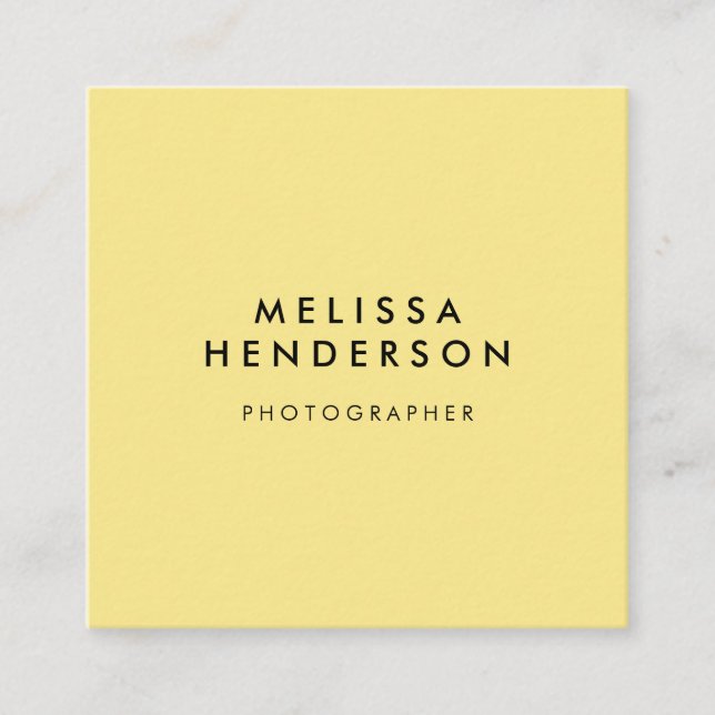 Minimalist Professional Modern Yellow Square Business Card (Front)