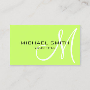 Minimalist Professional Moon Green Monogram Business Card