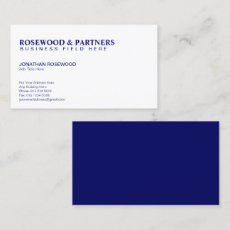 Minimalist Professional Navy & White | One Sided Business Card