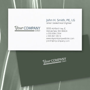Minimalist, Professional Olive Green, Blue Business Card