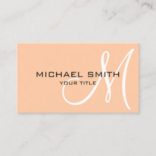 Minimalist Professional Peach Monogram Business Card