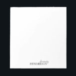 Minimalist professional personalised stationery notepad<br><div class="desc">Elegant modern minimalist typography name design in black and white,  simple and stylish. great professional personalised stationery.
See all the matching pieces in collection</div>