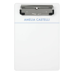 Minimalist Professional Plain Blue White Mini Clipboard