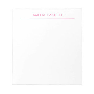 Minimalist Professional Plain Pink White Notepad