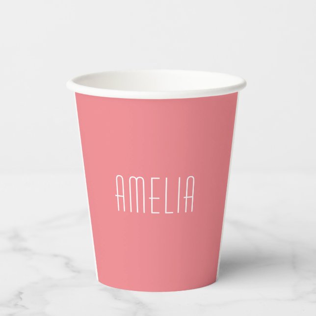 Minimalist Professional Plain Simple Name Paper Cups (Front)