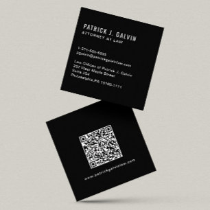 Minimalist Professional QR Code Black Square Business Card