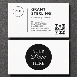 Minimalist Professional QR Code Company Logo  Business Card