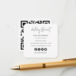 Minimalist Professional Qr Code Modern White Enclosure Card