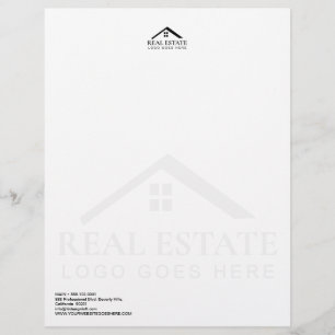 Minimalist Professional Real Estate Black White Custom Letterhead