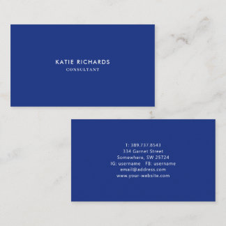 Minimalist Professional Royal Blue Business Card