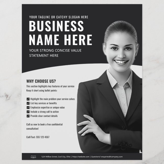 Minimalist Professional Service Business Marketing Flyer (Front)