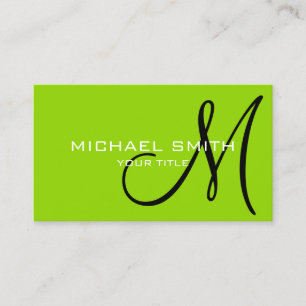 Minimalist Professional Sheen Green Monogram Business Card