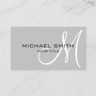 Minimalist Professional Silver Monogram Business Card