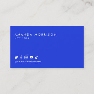 Minimalist Professional Social Media Bold Blue Business Card
