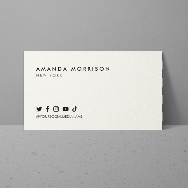 Minimalist Professional Social Media Ivory Business Card (Creator Uploaded)