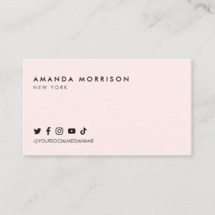 Minimalist Professional Social Media Pink Business Card
