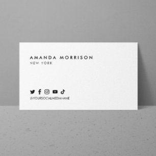 Minimalist Professional Social Media White Business Card