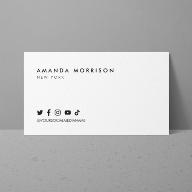 Minimalist Professional Social Media White Business Card (Creator Uploaded)