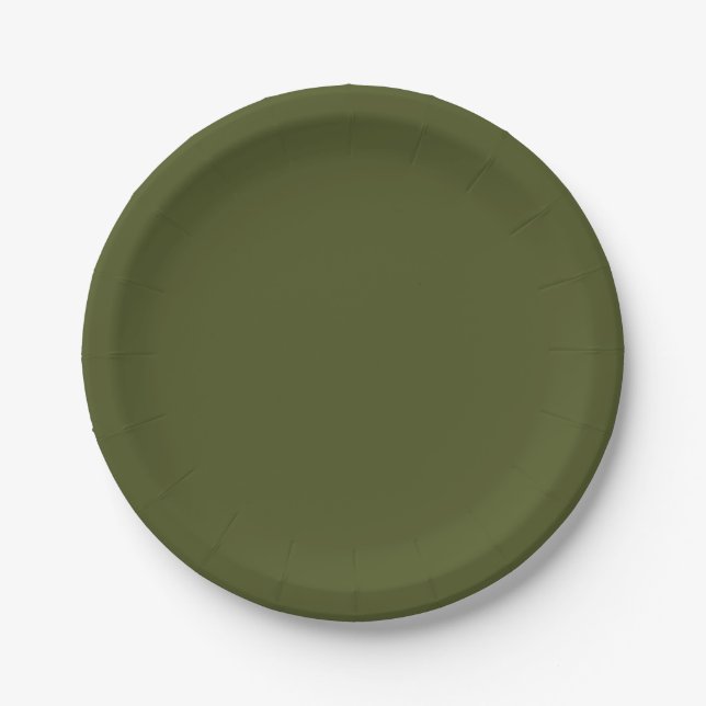 Minimalist Professional Solid Army Green Colour Paper Plate (Front)