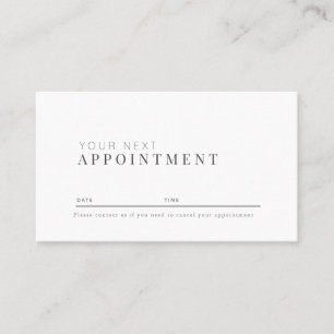 Minimalist Professional White Appointment Card
