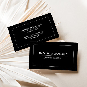 Minimalist Professional White Border Black Business Card
