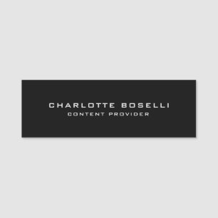 Minimalist Professional Your Name Title Black Name Tag