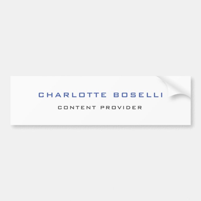 Minimalist Professional Your Name Title Profession Bumper Sticker (Front)