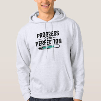 Minimalist Progress Over Perfection Quote Hoodie