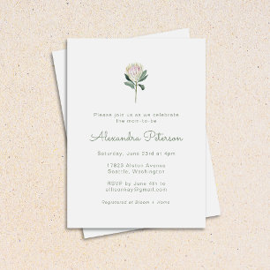 Minimalist Protea Flower Boho Pastel Baby Shower Invitation