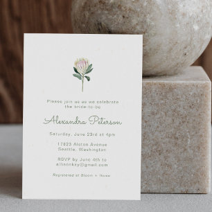 Minimalist Protea Flower Boho Pastel Bridal Shower Invitation