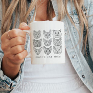 Minimalist Proud Cat Mom Cat Lover Cat Breed Coffee Mug