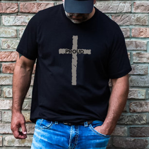 Minimalist Proud Christian Stone Cross Dark T-Shirt
